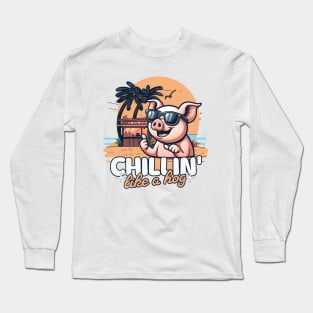 Summer Vibes Only Beach Pig Long Sleeve T-Shirt